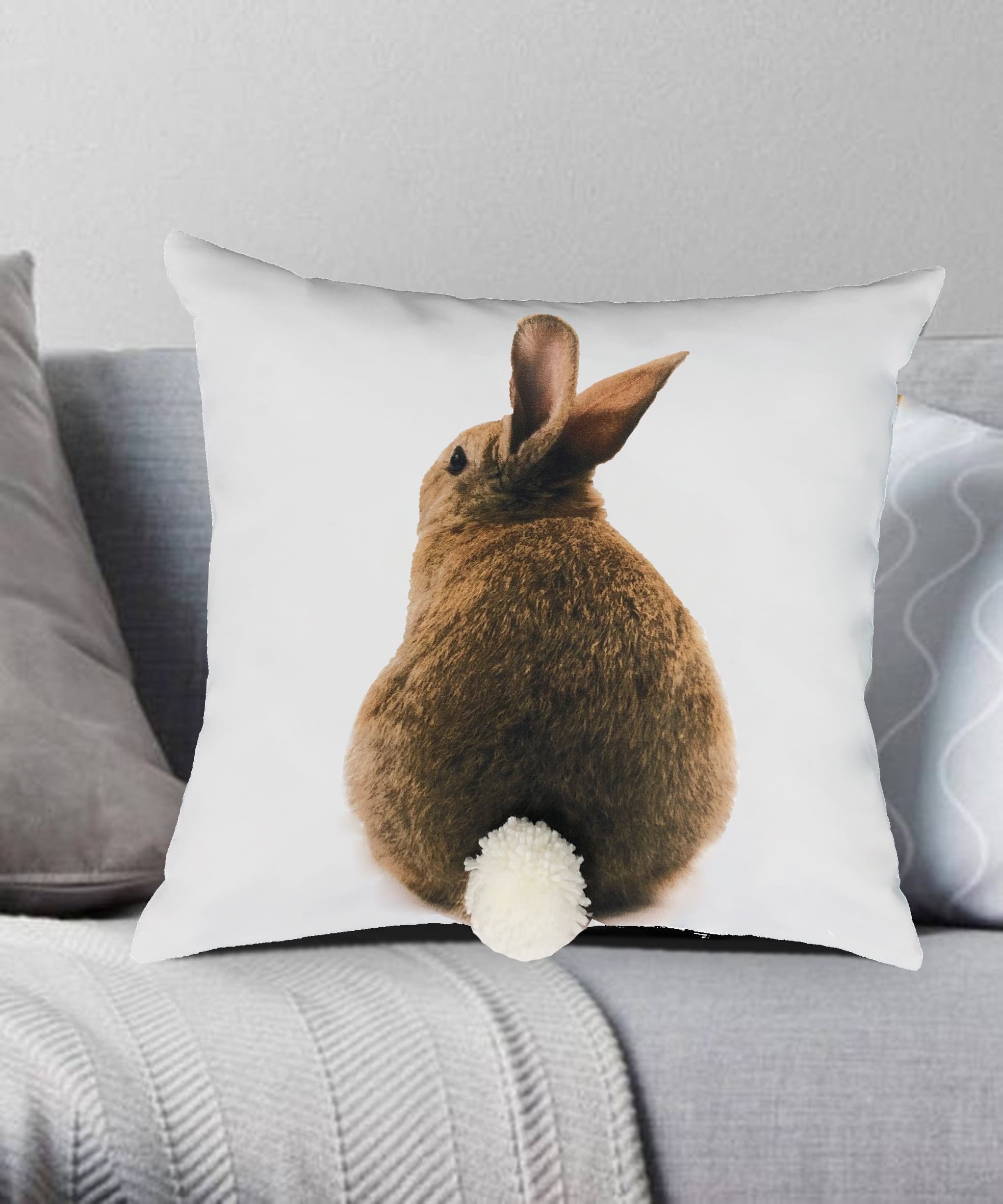 Bunny Buns Pillow Dark chocolate 18x18