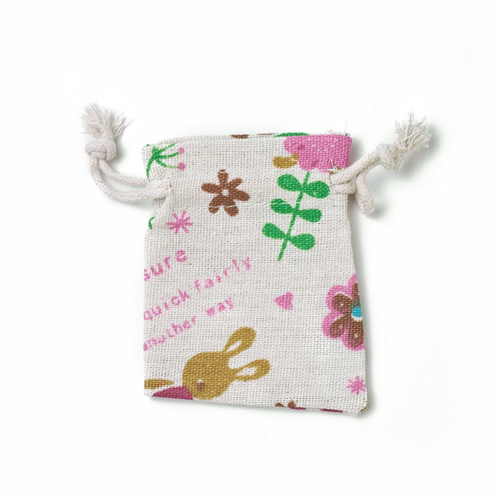 Bunny Burlap Packing Pouches Drawstring Bags Rectangle with Rabbit ...