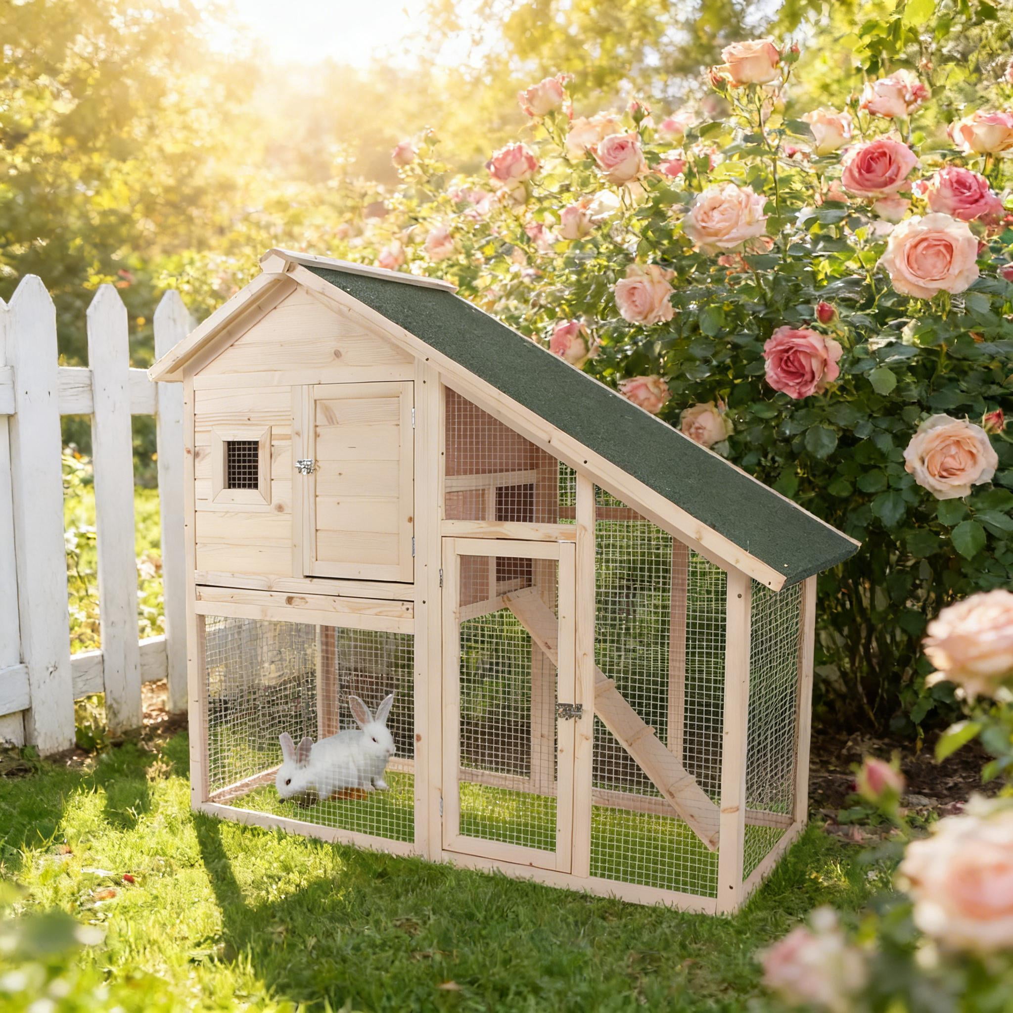 Bunny Cage, Weatherproof Rabbit Hutch Spacious Pet House