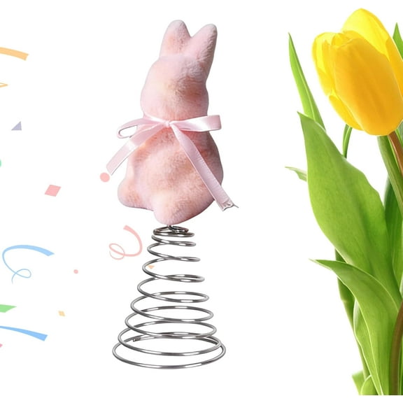 Bunny Cake Topper, Spring Themed Tree Topper With Coil Base, Soft Plush Tree Accent, Suitable For Home Use