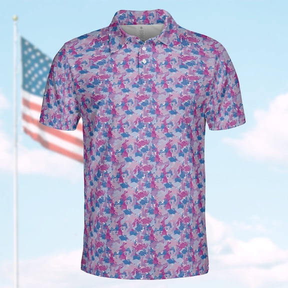Bunny Camo Polo Shirt for Men Short Sleeve Outdoors Easter Day Shirt 3D