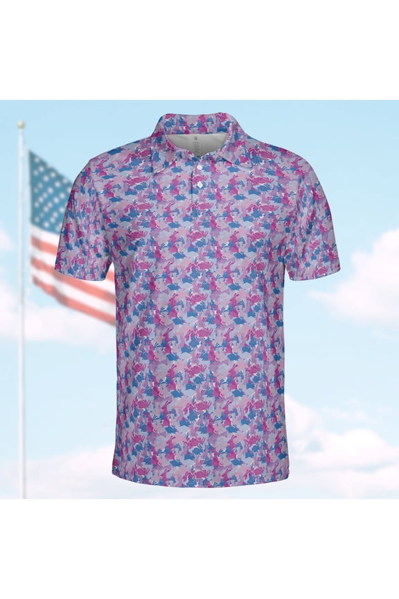 Bunny Camo Polo Shirt for Men Short Sleeve Outdoors Easter Day Shirt 3D