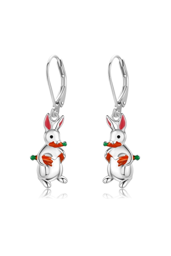Bunny Carrot Earrings Sterling Silver Easter Bunny Dangle Earrings Easter Jewelry Gifts for Women[p834]