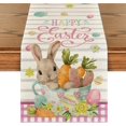 thumbnail image 1 of Bunny Carrots Cup Pink Buffalo Plaid Easter Table Runner, Holiday Spring Kitchen Dining Table Decoration for Home Party Decor 13x72 Inch, 1 of 6