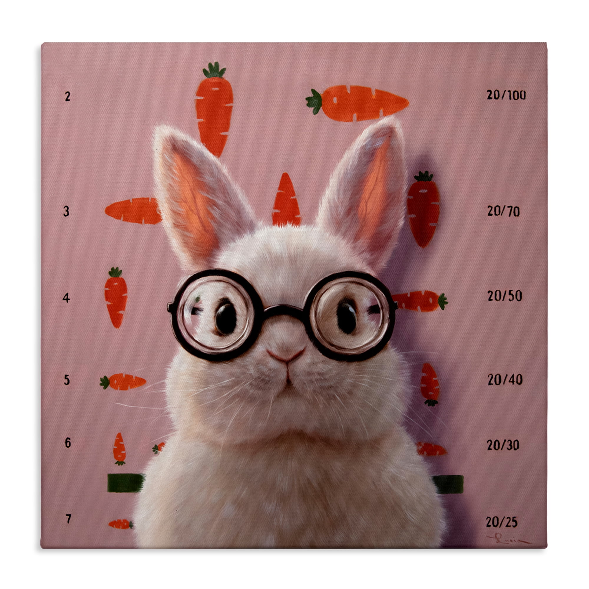 Bunny & Carrots Eye Exam Canvas Wall Art, design by Lucia Heffernan