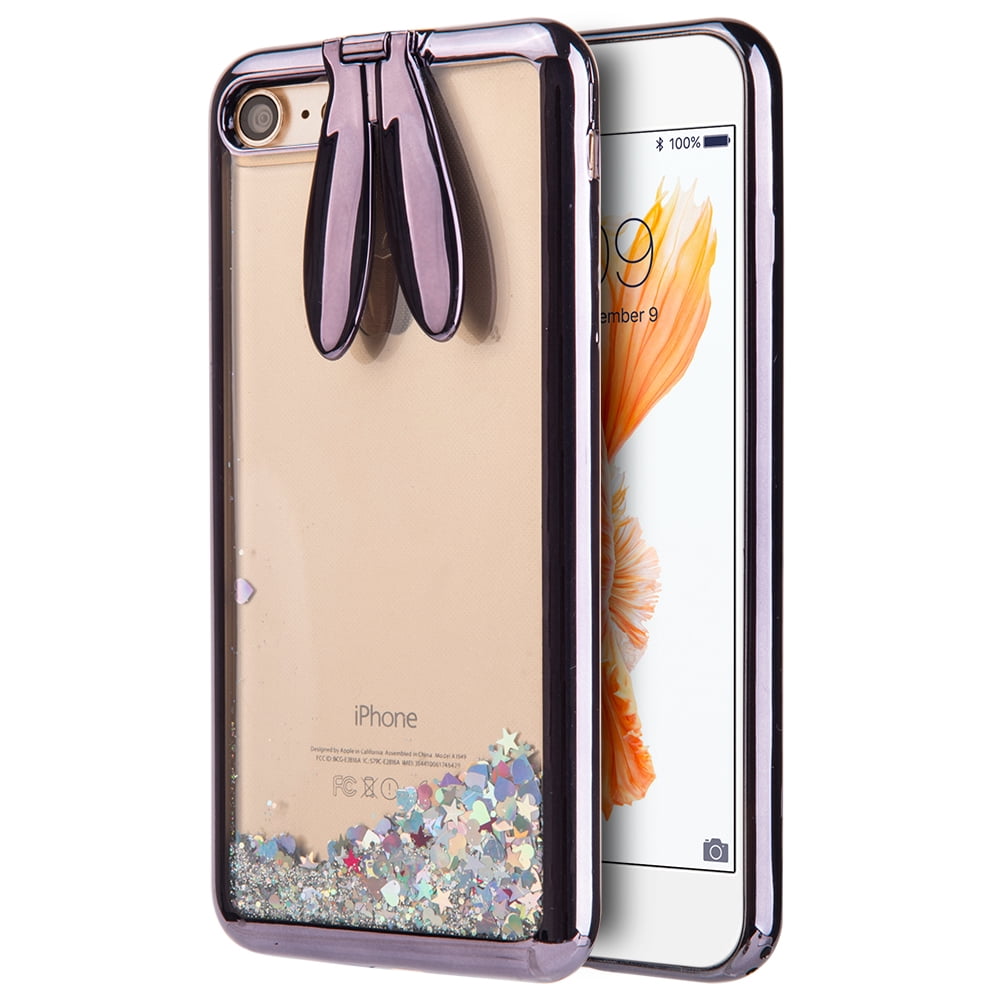 Bunny Case Stand with Sparkling Glitter Waterfall for iPhone 7