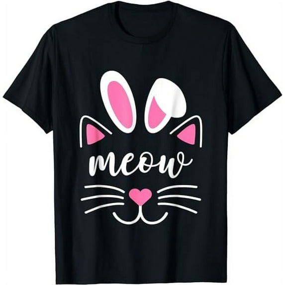Bunny Cat Cute Funny Cat Shirt for Girls Cat Easter Girls T-Shirt