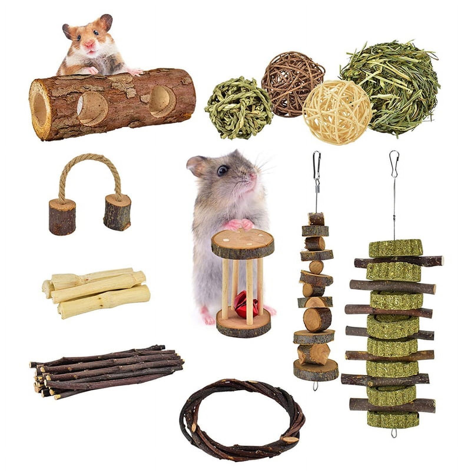 Bunny Chew Toys Set Twigs Grass Treats Rabbit Wood Blocks for Teeth