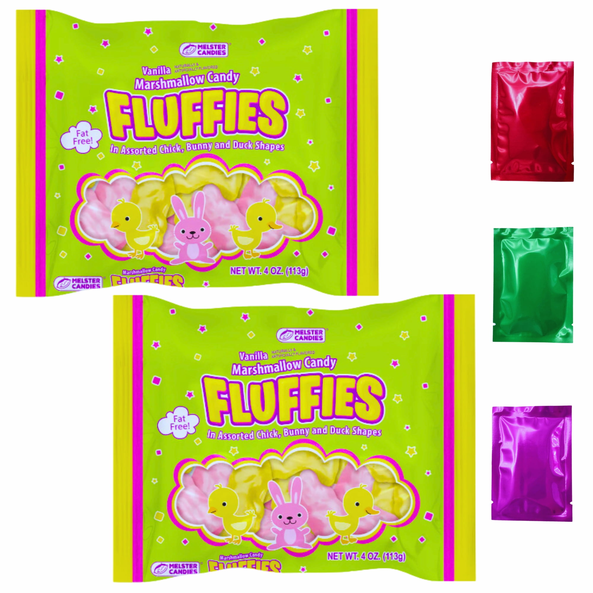 Bunny and Chick Fluffies Marshmallow Candy, 4 oz (Pack of 2) FatFree