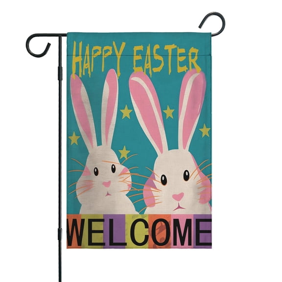 Bunny Chillin with My Peeps Cute Rabbit Garden Flags Happy Easter Day Garden Flag Irish Holiday House Flag 12×18 in Small Vertical Double Sided Seasonal Outside Décor for Yard Farmhouse
