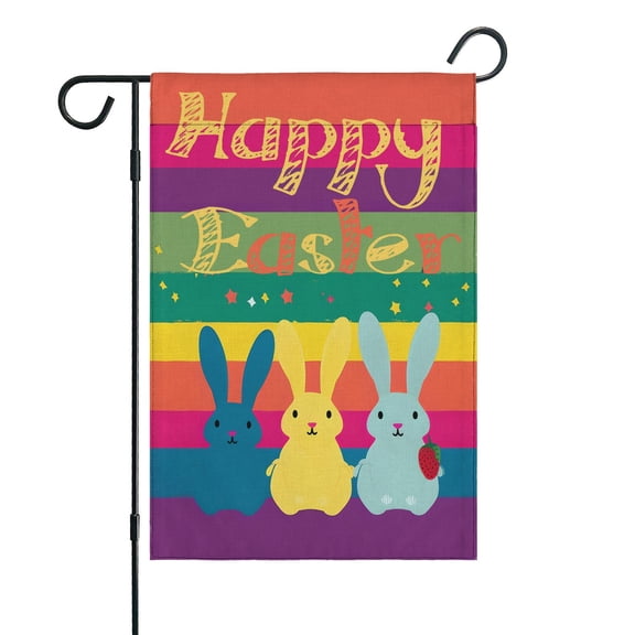 Bunny Chillin with My Peeps Cute Rabbit Welcome Flag Happy Easter Day Garden Flag Irish Holiday Outdoor Flag 12×18 in Small Vertical Double Sided Seasonal Outside Décor for Yard Farmhouse