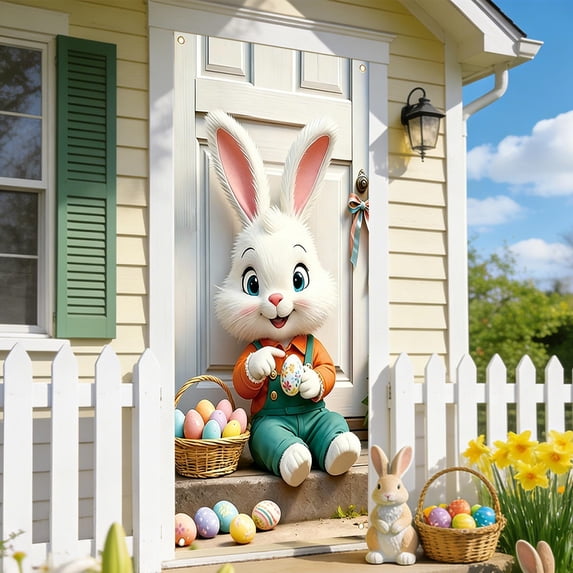 Bunny Clearance! YZEGDCH Easter Door Covers, Bunny Eggs Door Curtains for Doorway Privacy, Spring Easter Hanging Decorations Room Divider for Bedroom Living Room, Gift for Women Men