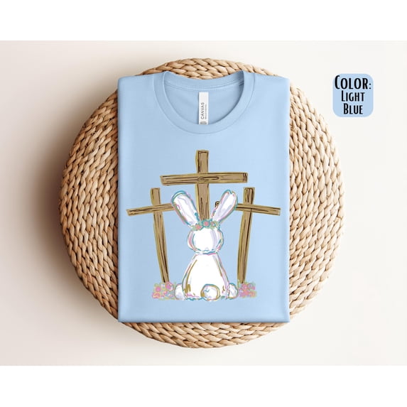 Bunny Cross Easter TShirt Floral Crown Rabbit - Walmart.com
