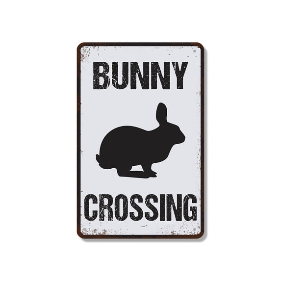 Bunny Crossing 7 Inch x 10 Inch Novelty Aluminum Metal Sign Hippity Hop Give Way Durable Weatherproof UV Protected Perfect for Yards Gardens Trails Fun Gift for Rabbit Owners Kids