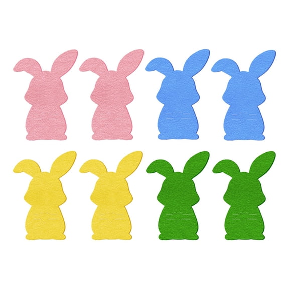 Bunny Cutlery Holders 8 Pcs, Easter Felt Utensil Sleeve Bags, Rabbit Silverware Holder for Table Place Settings, Spring Birthday Party Accessories, Happy Easter Decorations & Gift Pouch Bags