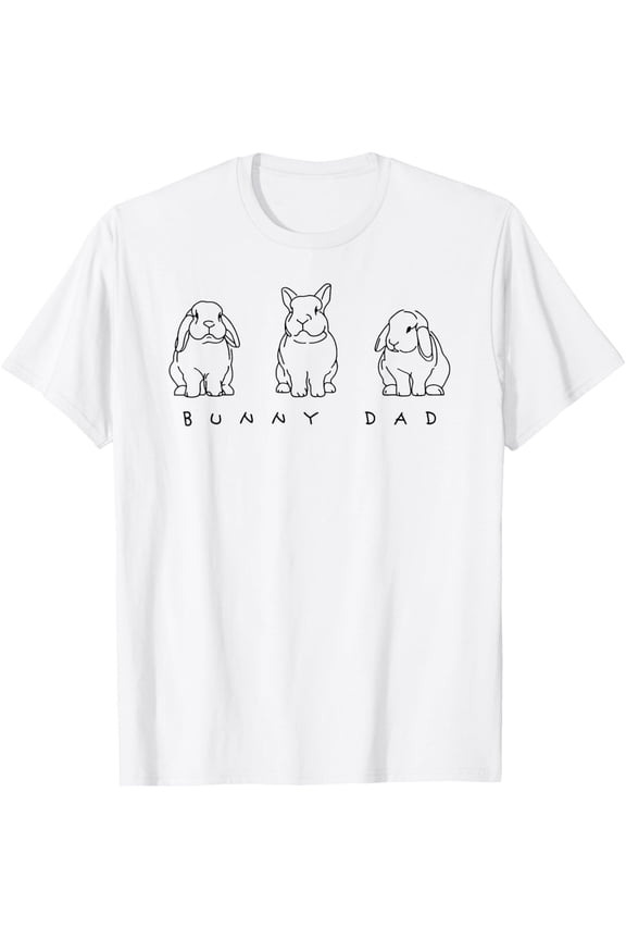 Bunny Dad Cute Lop Rabbit Holland Lop Rabbit Dad Line Art T-Shirt All Size S-5XL