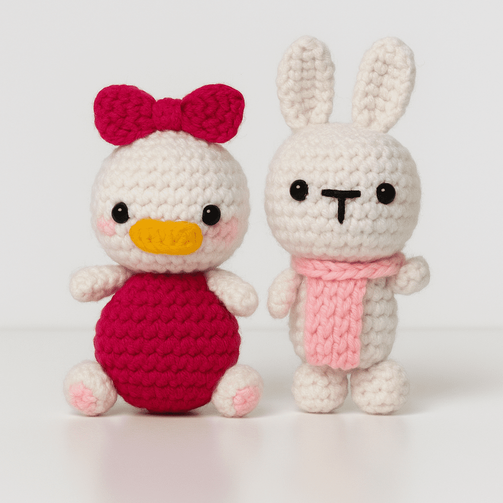 Sutra Crochet Family Toy Set | Stuffed Animal Cute Family Toys| One Bunny Rabbit & Three Daisy Duck Toy Set for Kids and Gift Purpose | Soft Toys for Baby Girl