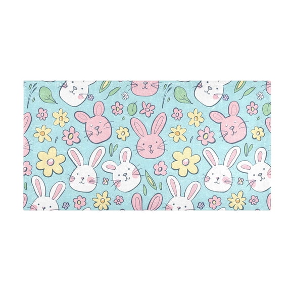 Bunny Daisy Flower Spring Bath Mat 39x20 Inch Soft Absorbent Non-Slip Plush Bathroom Rug for Floor