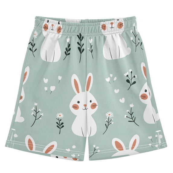 Bunny Daisy Pattern Athletic Shorts Breathable with Comfort Fit Drawstring Casual Sweatshorts X-Small