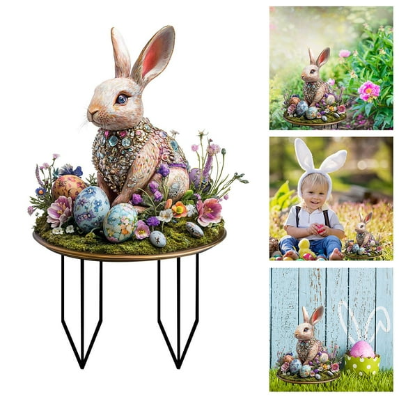 Bunny Decor Yard Decorations Outdoor Set of 1, Bunny Decorations for Home Garden Outdoor Statues, Easter Rabbit Figurines mom Gifts