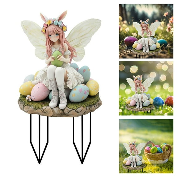 Bunny Decor Yard Decorations Outdoor Set of 1, Bunny Decorations for Home Garden Outdoor Statues, Easter Rabbit Figurines mom Gifts