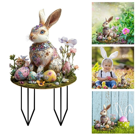 Bunny Decor Yard Decorations Outdoor Set of 1, Bunny Decorations for Home Garden Outdoor Statues, Easter Rabbit Figurines mom Gifts