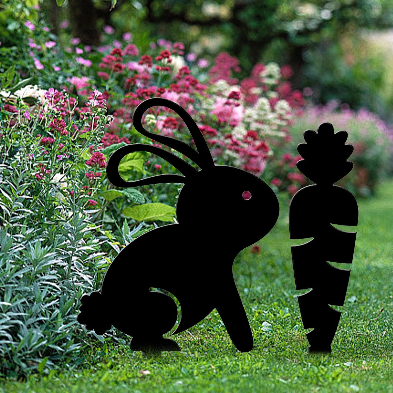 Bunny Decorative Garden Stakes Outdoor Metal Bunny Statues Animal ...