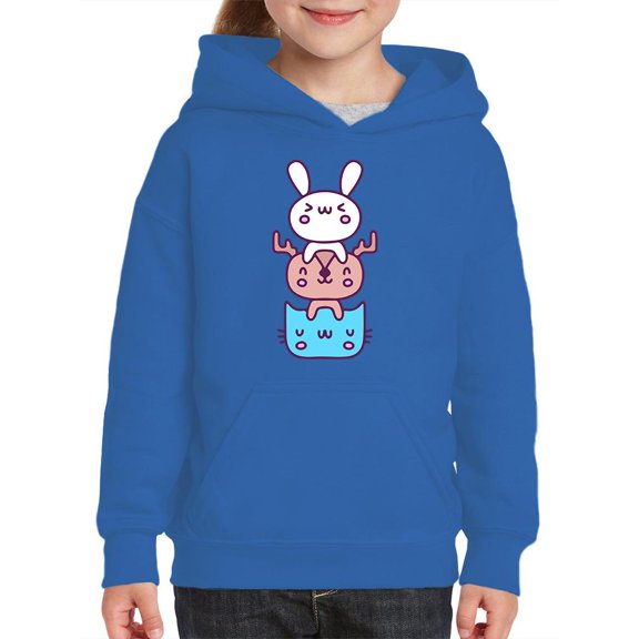Bunny Deer Cat Friend Stack Hoodie Juniors -Image by Shutterstock, Small
