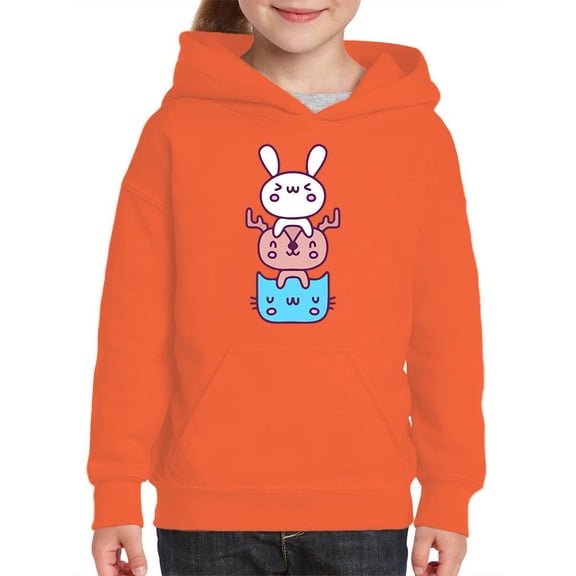 Bunny Deer Cat Friend Stack Hoodie Juniors -Image by Shutterstock,  x-Large