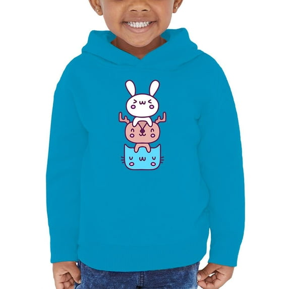 Bunny Deer Cat Friend Stack Hoodie Toddler -Image by Shutterstock, 4 Toddler