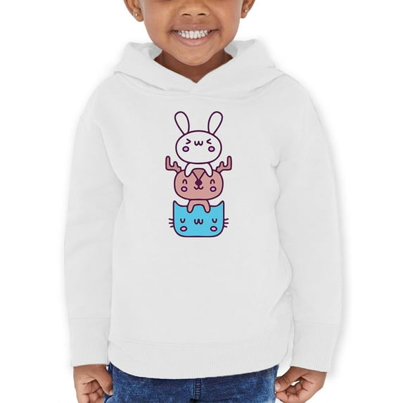 Bunny Deer Cat Friend Stack Hoodie Toddler -Image by Shutterstock, 5 Toddler