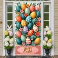 thumbnail image 1 of Bunny Design Easter Banner Colorful Eggs Happy Easter Display Floral Cross Spring Flowers Easter Party Backdrop for Easter Party Church Event Spring Celebration, 1 of 9