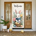 thumbnail image 1 of Bunny Design Easter Banner Colorful Eggs Happy Easter Display Floral Cross Spring Flowers Easter Party Backdrop for Easter Party Church Event Spring Celebration, 1 of 9
