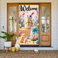 thumbnail image 1 of Bunny Design Easter Welcome Banner Colorful Eggs Bunny Backdrop Cute Chick Spring Flowers Easter Display for Easter Party Spring Gathering Photo Booth, 1 of 9