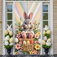 thumbnail image 1 of Bunny Design Easter Welcome Banner Colorful Eggs Bunny Backdrop Cute Chick Spring Flowers Easter Display for Easter Party Spring Gathering Photo Booth, 1 of 9