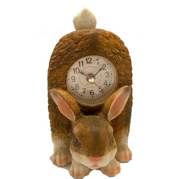Bunny Desk Clock with Wagging Tail GF97 6" Wx5 H