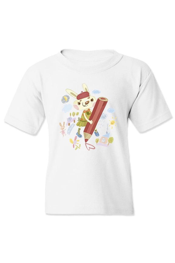 Bunny Drawing T-Shirt Juniors -Image by Shutterstock,  Large