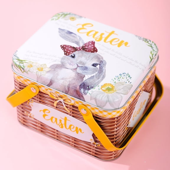 Bunny Ear Easter Tote Bag with Floppy Ears, Spacious Soft Fuzzy Candy Egg Basket for Egg Hunts, Reusable Gift Packaging and Childs Party Favor Storage for Spring Holidays