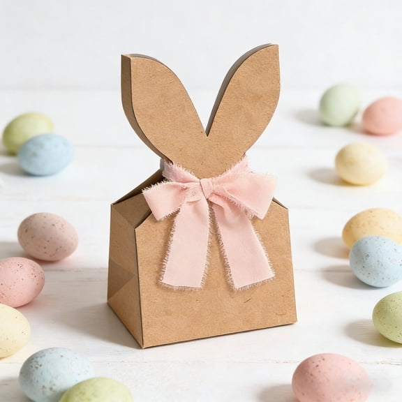 Bunny Ear Paper Bags, Unfinished Brown Shaped Bags for Easter Candy, Cookie and Snack Packaging