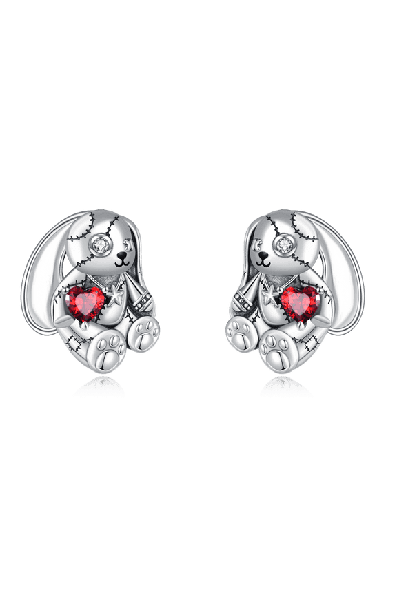 Bunny Earrings Sterling Silver Rabbit Stud Earrings Gothic Voodoo Jewelry Gifts for Women Men