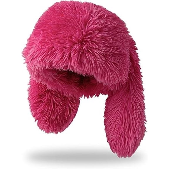 Bunny Ears Hat Fuffy Bunny Hat Cute Y2K Furry Rabbit Beanies for Indoor Outdoor Festival Party(pink)
