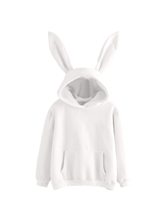 Bunny Ears Hoodie with Hood Long Sleeve Hoodie Ears Tail Rabbit Ear Cute Hoodies Animal Bunny Ear Bunny Hoodie, 370
