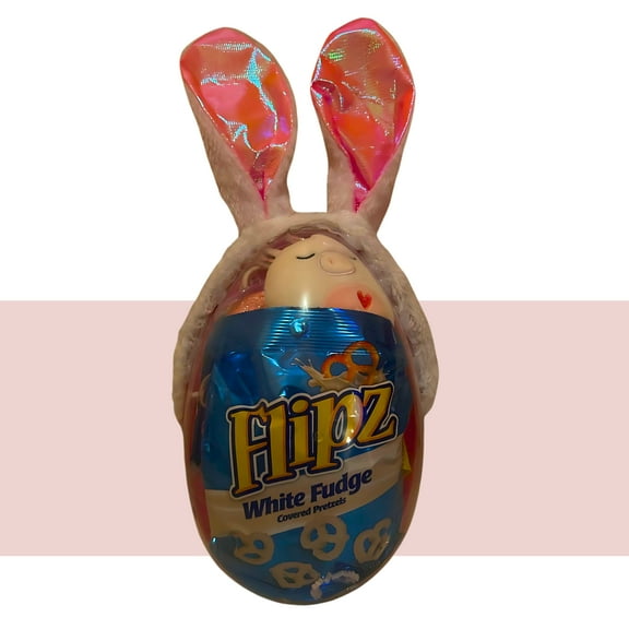 Bunny Ears Jumbo Egg Easter Basket - Filled with Treats and Cuddly Plush Gifts Favors Spring-Themed Party Decoration Bag Fillers Birthday Prizes Stocking Stuffer