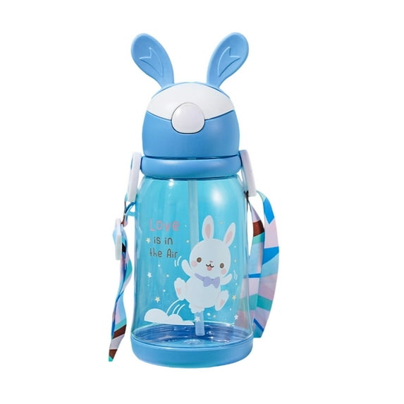 Bunny Ears Kids Straw Water Bottle Kawaii Girls Water Bottle – Leakproof toddler Water Cup – Birthday Gift for Girls(20 Oz)