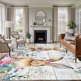 thumbnail image 1 of Bunny Easter Area Rug 5x7 Washable Rug Non Slip Spring Floral Eucalyptus Leaves Weeping Wooden Large Area Rug Soft Stainresistant Indoor Floor Carpet for Living Room Bedroom Home Office Dining Room, 1 of 7