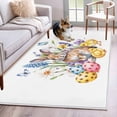 thumbnail image 1 of Bunny Easter Area Rugs 2.7'x5', Washable Small Throw Rugs for Kitchen Bedroom, Eggs Spring Floral Elegant Pastoral Butterfly Indoor Outdoor Rug Non-Slip Low Pile Carpet Runner Reversible Floor Mats, 1 of 8