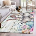 thumbnail image 1 of Bunny Easter Area Rugs 3'x5', Washable Small Throw Rugs for Living Room Bedroom, Eucalyptus Leaves Spring Floral Eggs Wooden Indoor Outdoor Rug Non-Slip Low Pile Carpet Runner Reversible Floor Mats, 1 of 8
