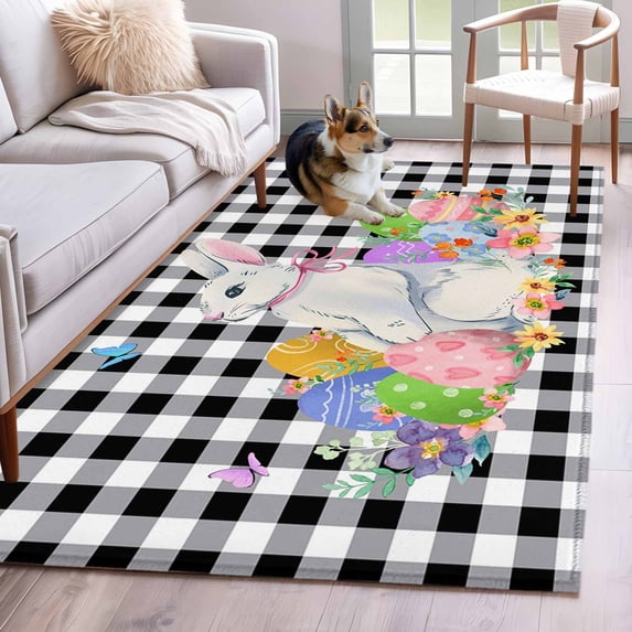 Bunny Easter Area Rugs 4'x6', Washable Small Throw Rugs for Office ...
