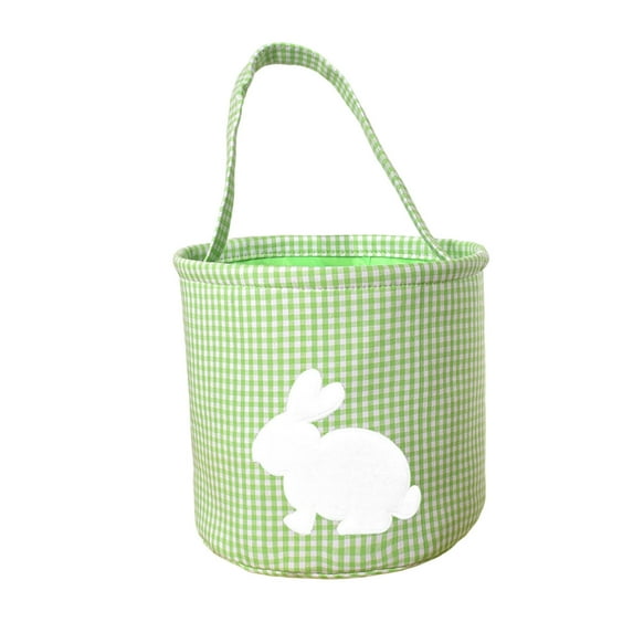 Bunny Easter Basket, Classic Gingham Easter Bucket Bag for Easter Egg Hunts Party Favor Decorations