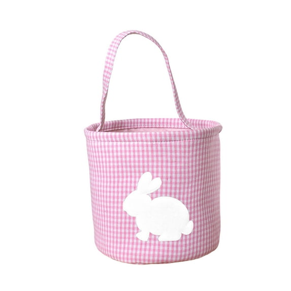 Bunny Easter Basket, Classic Gingham Easter Bucket Bag for Easter Egg Hunts Party Favor Decorations
